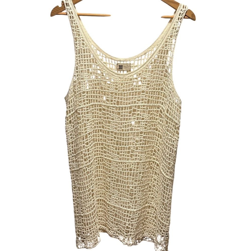 Open knit cream tank top/cover up, Look by M "one size"